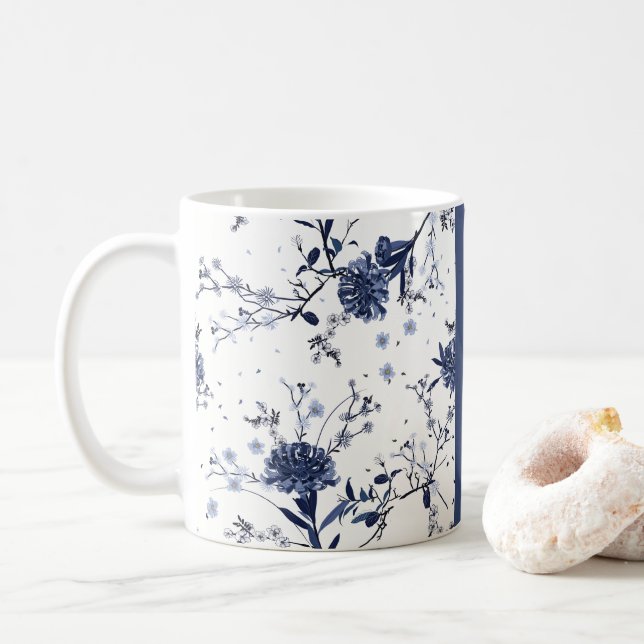 Taza De Café Flores azules (Con donut)