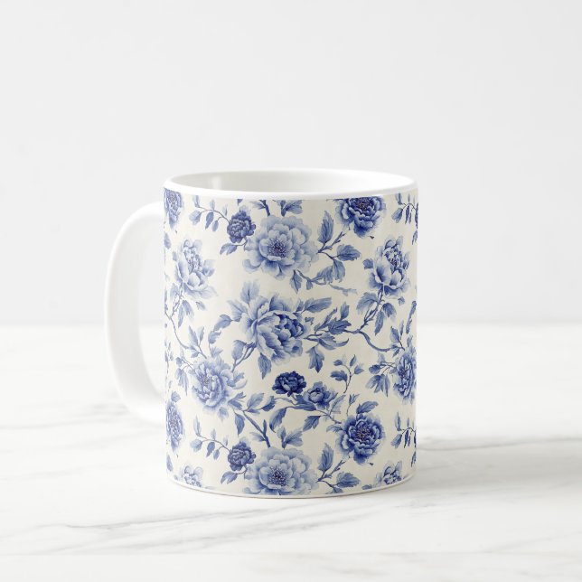 Taza De Café Flores Azules Bonitas (Anverso izquierdo)