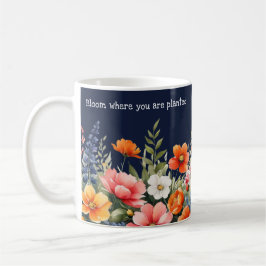 Taza De Café Flores azules de la Marina