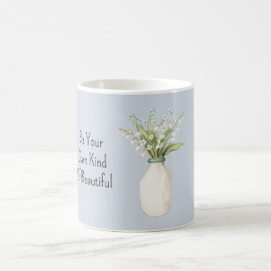 Taza De Café Flores Azules Florero Blanco
