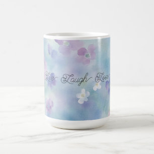 Taza De Café Flores Azules Lila Blancas Purpura
