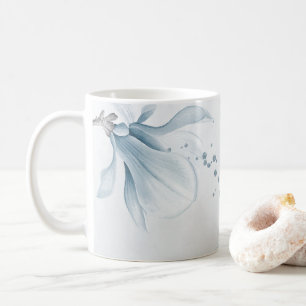 Taza De Café flores azules marino polvorientas botánicas