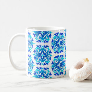 Taza De Café Flores Azules, Patrón De Flores, Patrón Floral