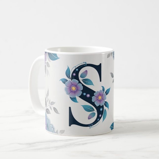Taza De Café flores azules pequeñas (Anverso izquierdo)