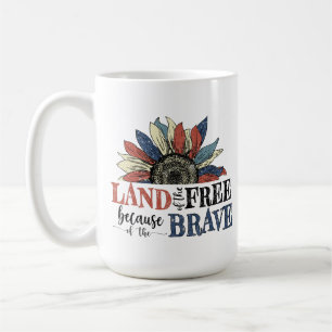 TAZA DE CAFÉ FLORES AZULES ROJOS PATRIOTAS