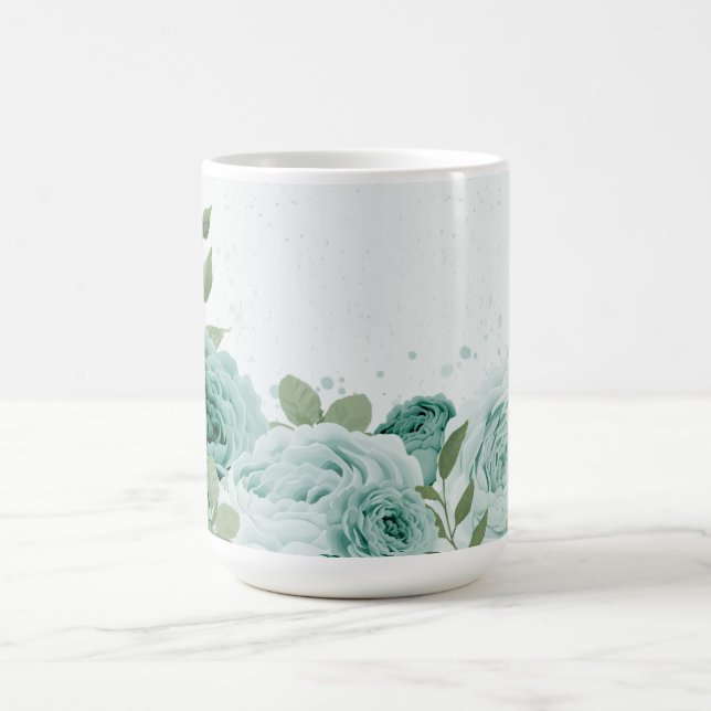 Taza De Café flores azules románticas (Centro)