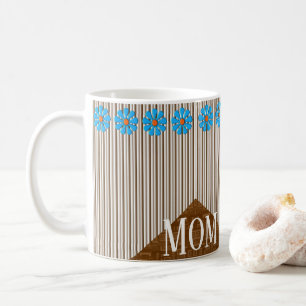 Taza De Café Flores azules Stripe Mug
