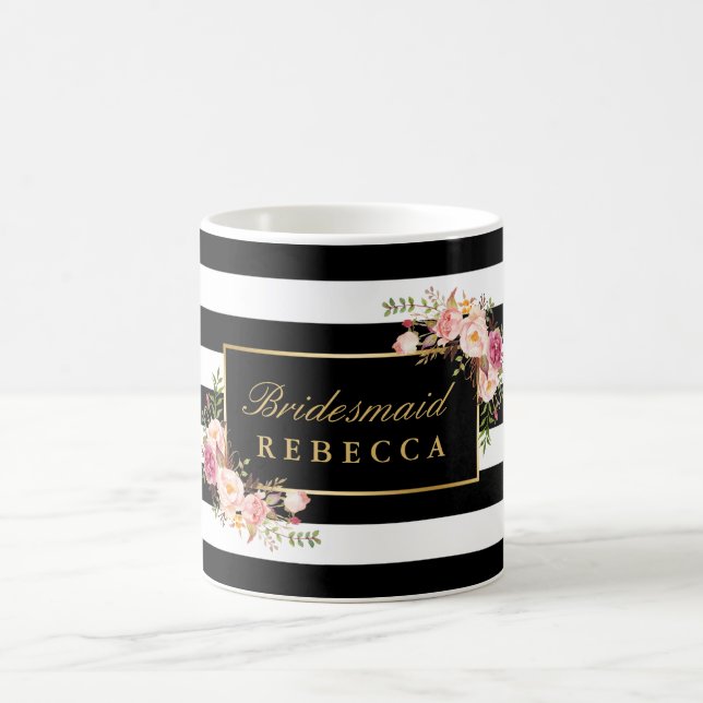 Taza De Café Flores Black Stripes Novias (Centro)