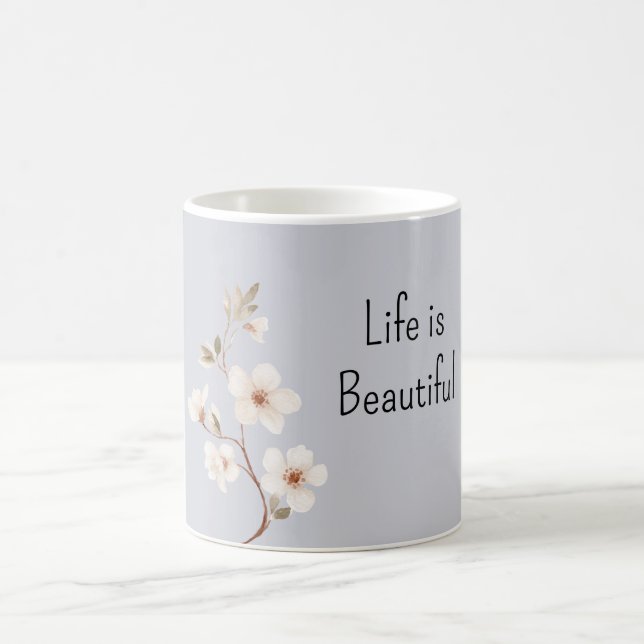 Taza De Café Flores Blancas Azules (Centro)