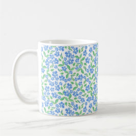 Taza De Café Flores blancas bonitas del bígaro del verde azul