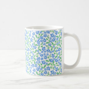 Taza De Café Flores blancas bonitas del bígaro del verde azul