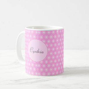 Taza De Café Flores blancas de estreno en rosa