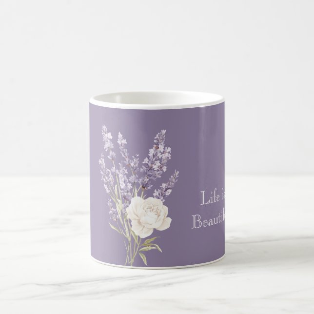 Taza De Café Flores Blancas de Lavanda (Centro)