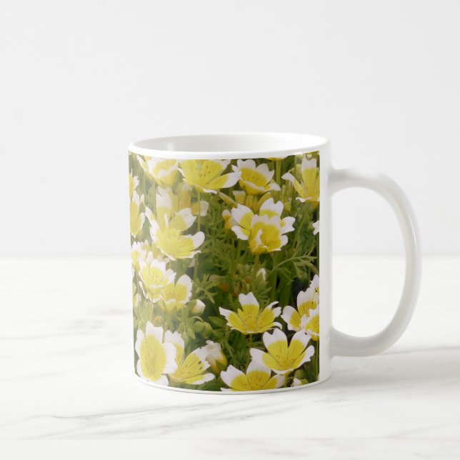 Taza De Café Flores blancas de oro soleado (Derecha)