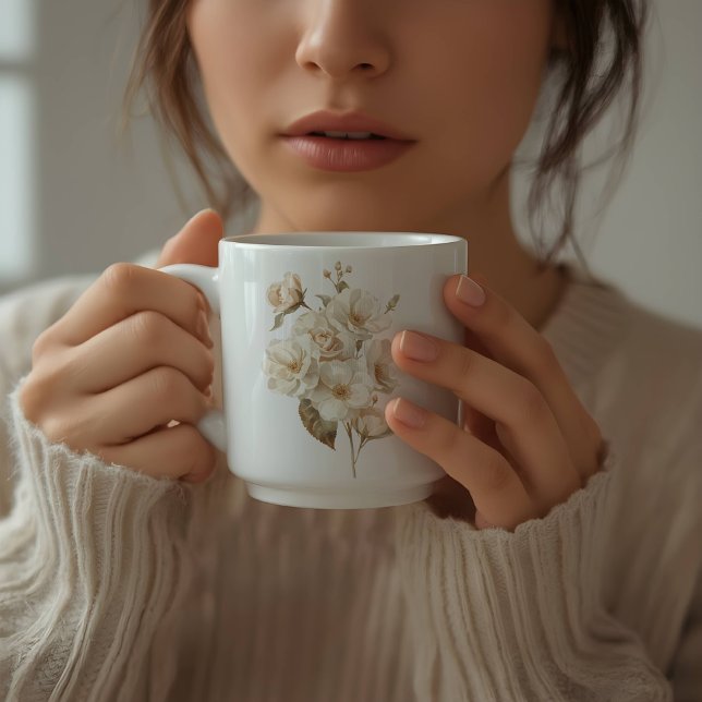Taza De Café Flores blancas delicadas acuarela  (Subido por el creador)