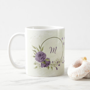 Taza De Café flores blancas malva follaje 