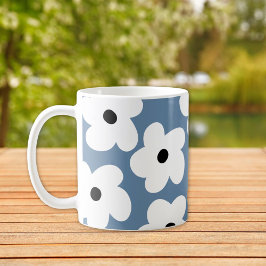 Taza De Café Flores blancas retro