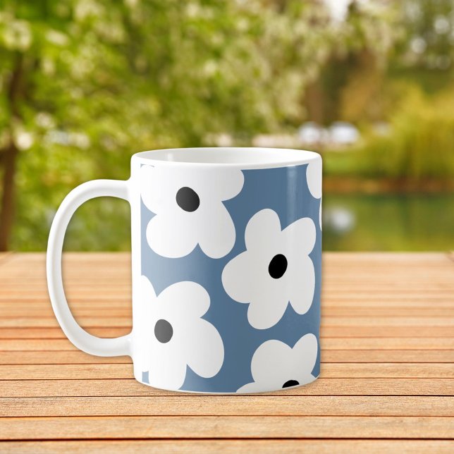 Taza De Café Flores blancas retro (Subido por el creador)