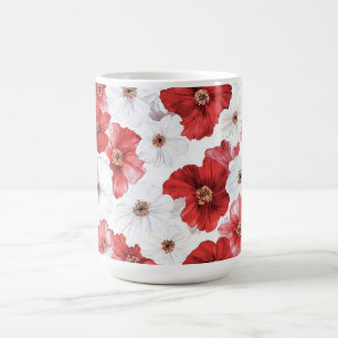 Taza De Café Flores Blancas Rojas