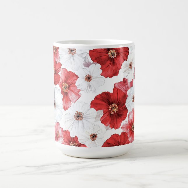 Taza De Café Flores Blancas Rojas (Centro)