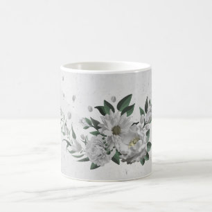 Taza De Café flores blancas románticas vegetación