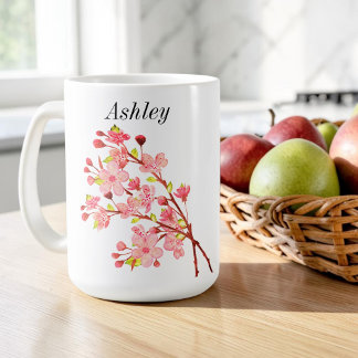 Taza De Café Flores blancas rosadas Flor de cerezo Elegante