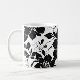 Taza De Café Flores blancas y negras