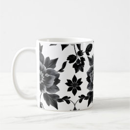 Taza De Café Flores blancas y negras
