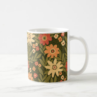Taza De Café Flores bohemias en tonos tierra