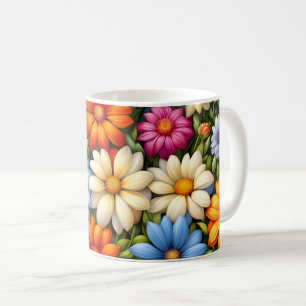Taza De Café Flores bonitas, brillantemente coloreadas,