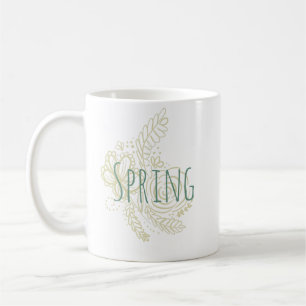 Taza De Café Flores Botánicas Dibujadas a Mano de Primavera