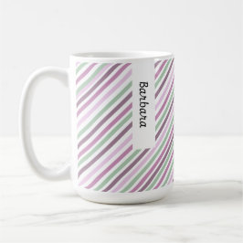 Taza De Café Flores Brote Violeta Acuarela Chic Rayas