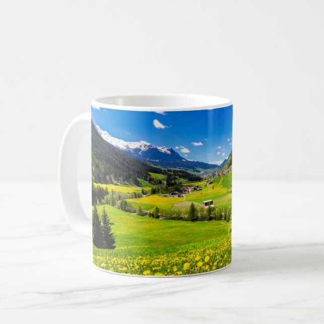 Taza De Café Flores | Cantón Dandelion de Grisons, Suiza (Anverso izquierdo)