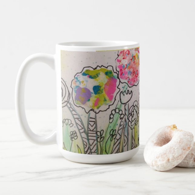 Taza De Café flores caprichosas Mug (Con donut)