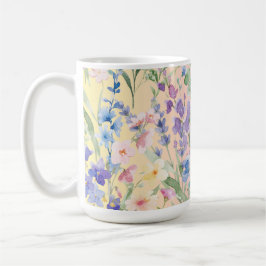 Taza De Café Flores Coloridas Amarillas Rosadas