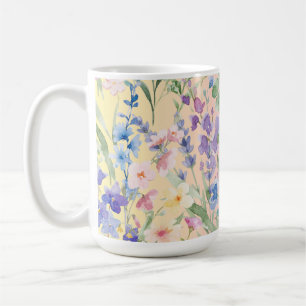 Taza De Café Flores Coloridas Amarillas Rosadas