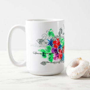 Taza De Café Flores coloridas Bella Artes de personalizable
