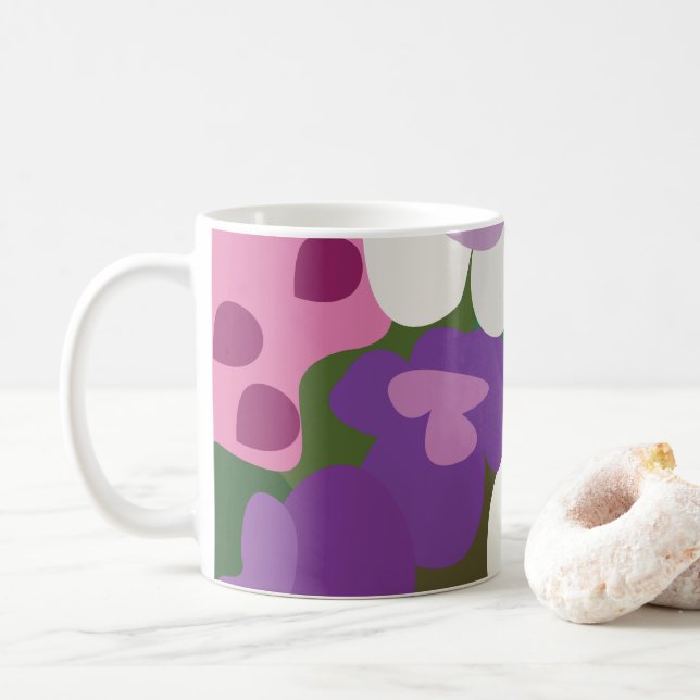 Taza De Café Flores Coloridas de Tradescantia Floral (Con donut)