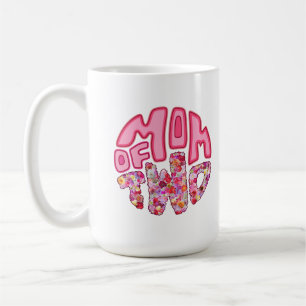 Taza De Café Flores Coloridas Floral Circular Mamá de Dos Niños