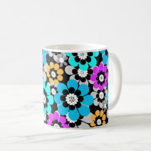Taza De Café Flores coloridas margaritas Azul Turquesa Purpura