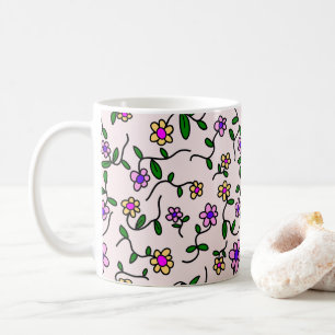 Taza De Café Flores Coloridas, Patrón Floral, Verdor, Boho
