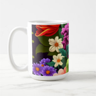 Taza De Café Flores coloridas y vívidas