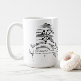 Taza De Café Flores con arte de línea de comillas