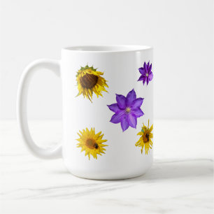 Taza De Café Flores cortadas de color brillante