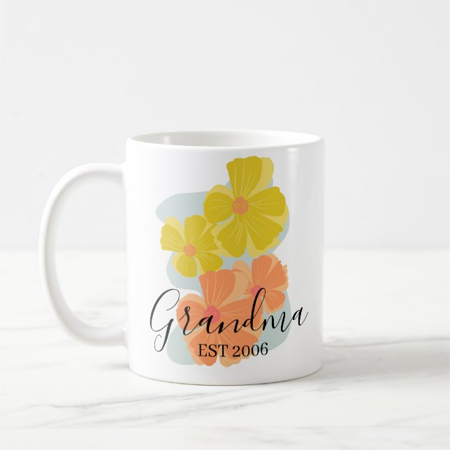 Taza De Café Flores Cosmo Mamá Abuela (Izquierda)