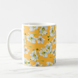 Taza De Café Flores Cosmos patrón de ilustracion acuarela
