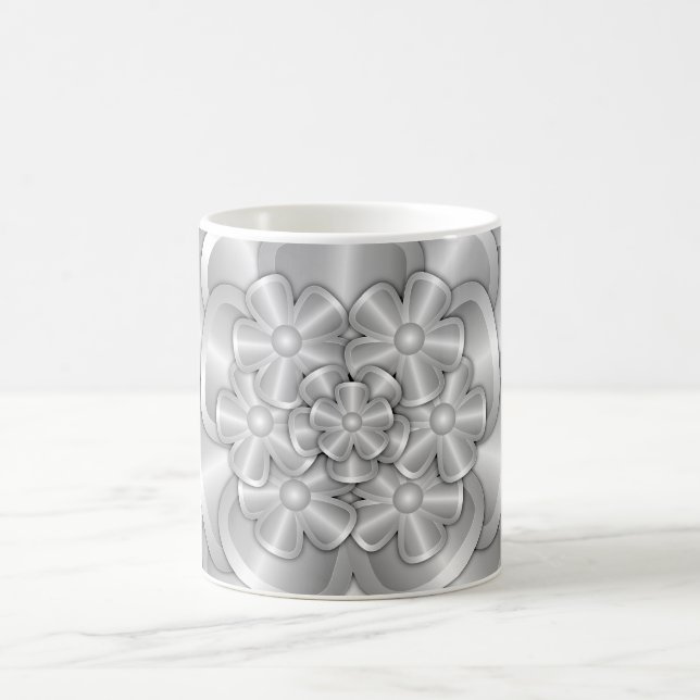 Taza De Café Flores cromadas - Café plateado Mug (Centro)