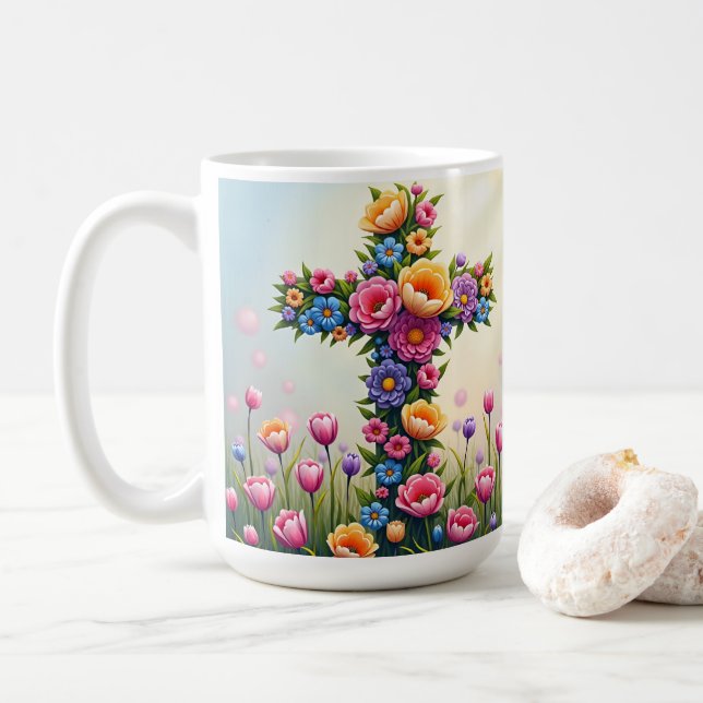 Taza De Café Flores cruzando café Mug (Con donut)