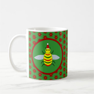 Taza De Café Flores de abeja y de poinsettia para Navidades peq