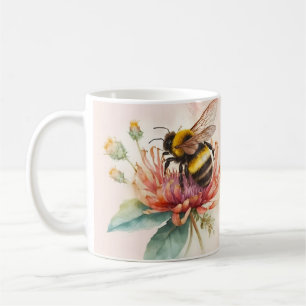 Taza De Café Flores de abejorro de color de agua de las vides d